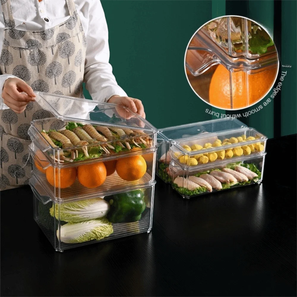 Transparent Fridge Organizer Box Sealed Plastic Food Storage Containers with Lids Stackable Organizer Bins Home Kitchen
Transparent Fridge Organizer Box Sealed Plastic Food Storage Containers with Lids Stackable Organizer Bins Home Kitchen
