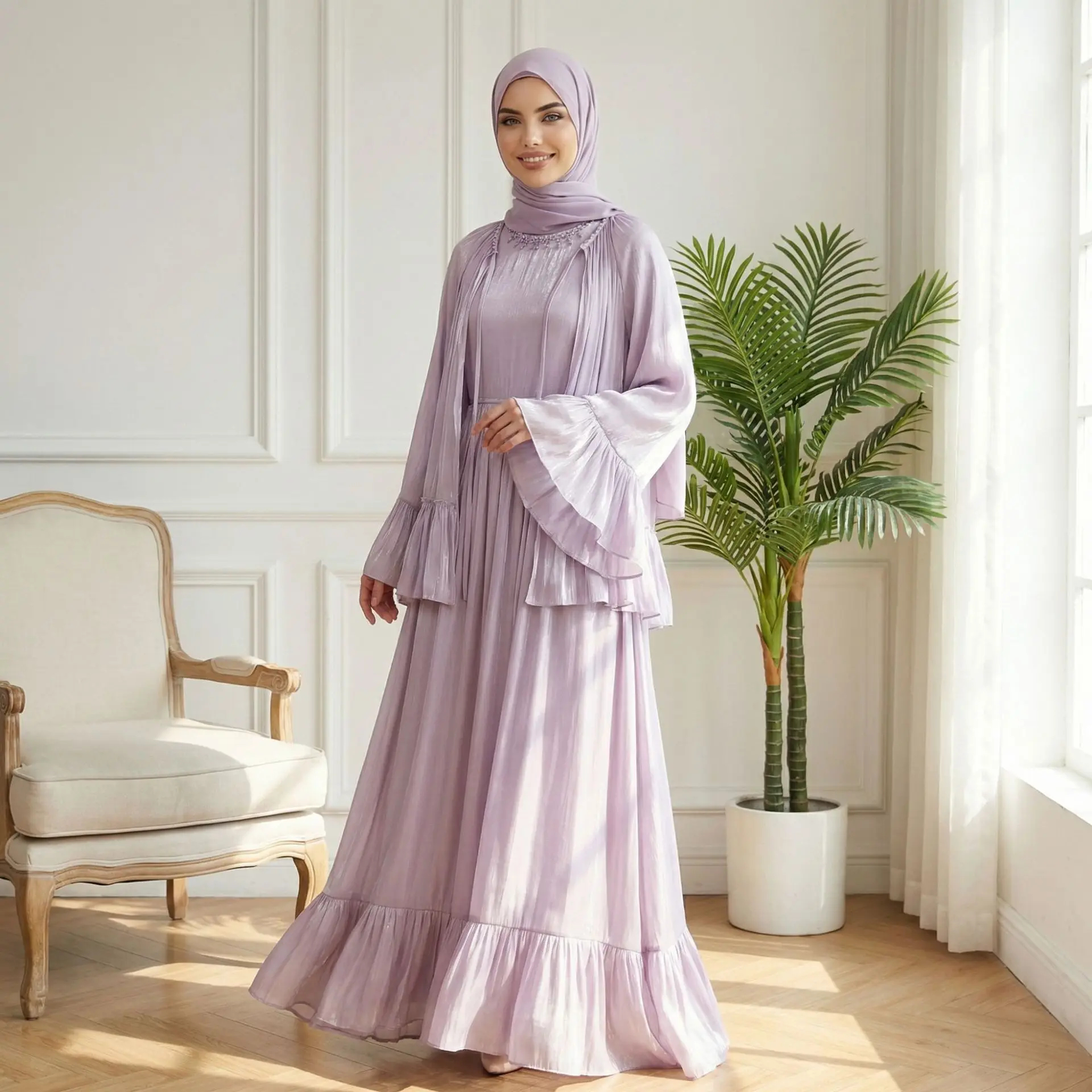 2PCS Muslim Sets for Women Shawl Cloak Maxi Dress Dubai Abaya Turkey Kaftan Beaded Jalabiya Caftan Marocain Femme Robe Gown
2PCS Muslim Sets for Women Shawl Cloak Maxi Dress Dubai Abaya Turkey Kaftan Beaded Jalabiya Caftan Marocain Femme Robe Gown