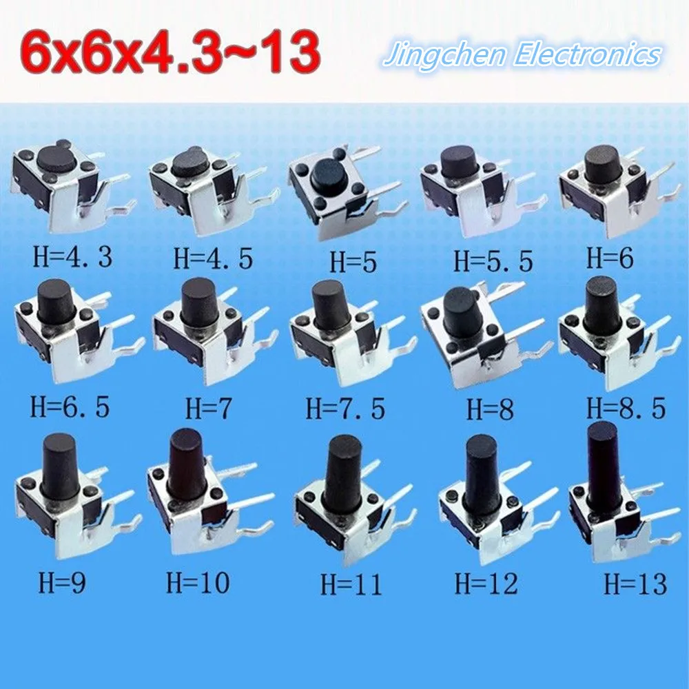 20/100/500PCS Touch switch 2P side press with bracket PCB Momentary Tactile Tact Push Button Right Angle With stent 6*6*4.3~17mm
20/100/500PCS Touch switch 2P side press with bracket PCB Momentary Tactile Tact Push Button Right Angle With stent 6*6*4.3~17mm
