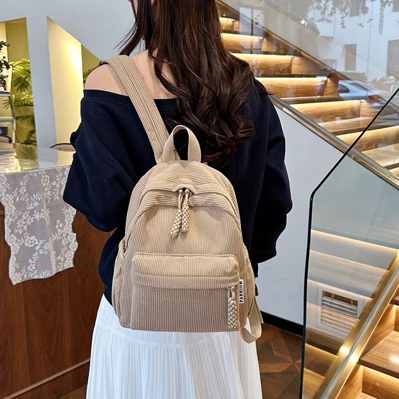 Casual Beige Corduroy Backpack, Mini Lightweight Daypack with Adjustable Straps School Bag, Versatile for Work Casual Occasions
Casual Beige Corduroy Backpack, Mini Lightweight Daypack with Adjustable Straps School Bag, Versatile for Work Casual Occasions