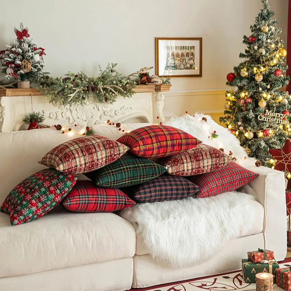 Sofa Cushion Cover Plaid Throw Pillowcase Festive Christmas Pillowcase with Plaid Print Hidden Zipper for Couch for Holiday
Sofa Cushion Cover Plaid Throw Pillowcase Festive Christmas Pillowcase with Plaid Print Hidden Zipper for Couch for Holiday