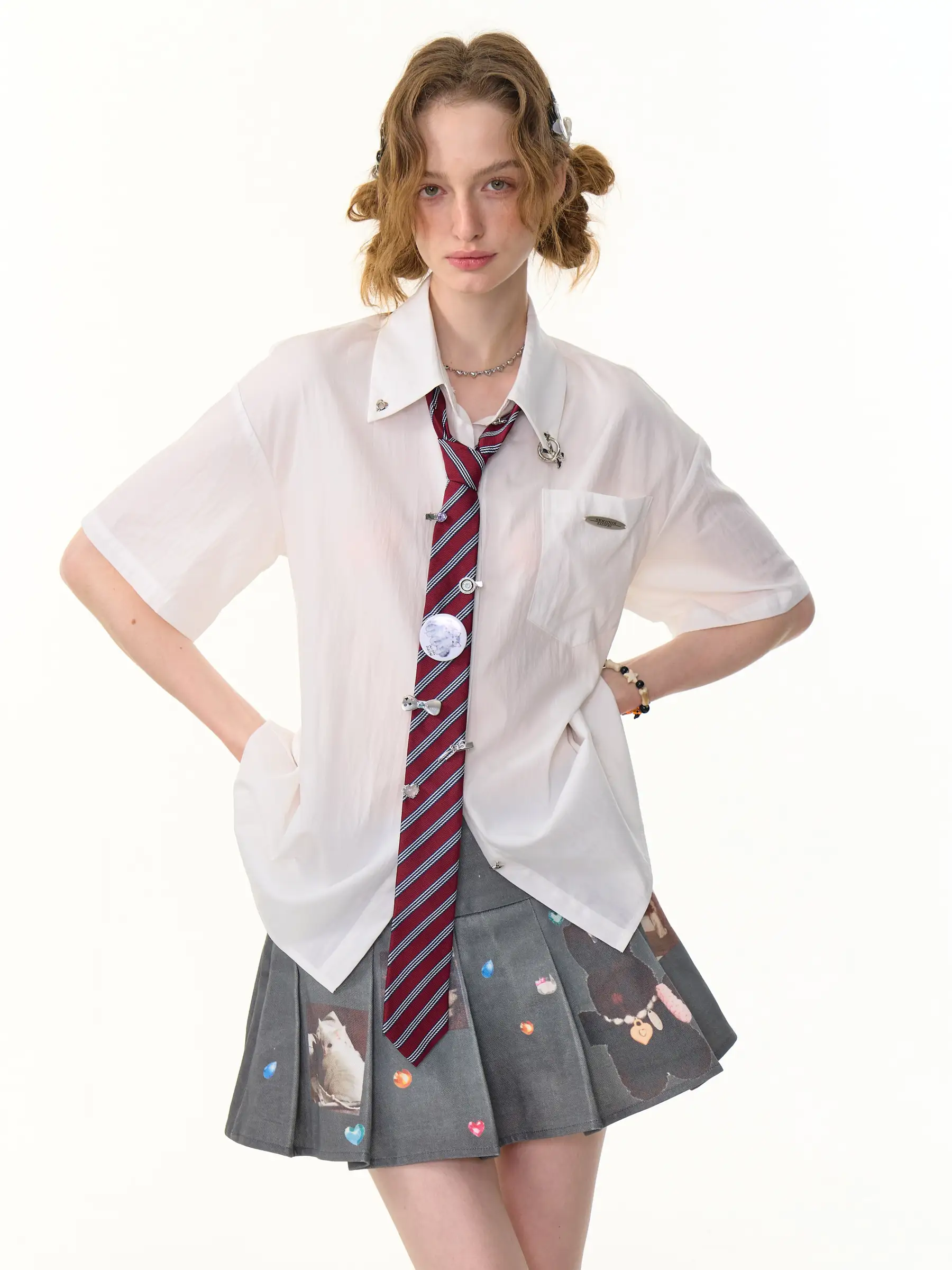 ZiziFei Summer New American Retro Loose Fit Slimming White ort Sve Women's irt Versatile Casual Sle UV Protection
ZiziFei Summer New American Retro Loose Fit Slimming White ort Sve Women's irt Versatile Casual Sle UV Protection