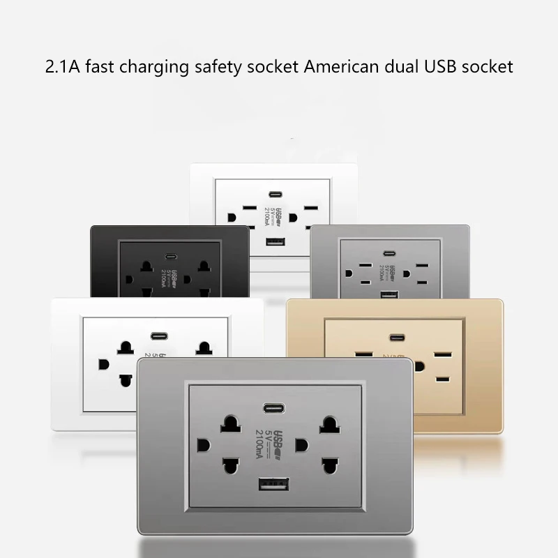 1pc US Standard Wall Socket With USB Type-C Charging Port 5V 2.1A, 118*72mm PC Panel
1pc US Standard Wall Socket With USB Type-C Charging Port 5V 2.1A, 118*72mm PC Panel