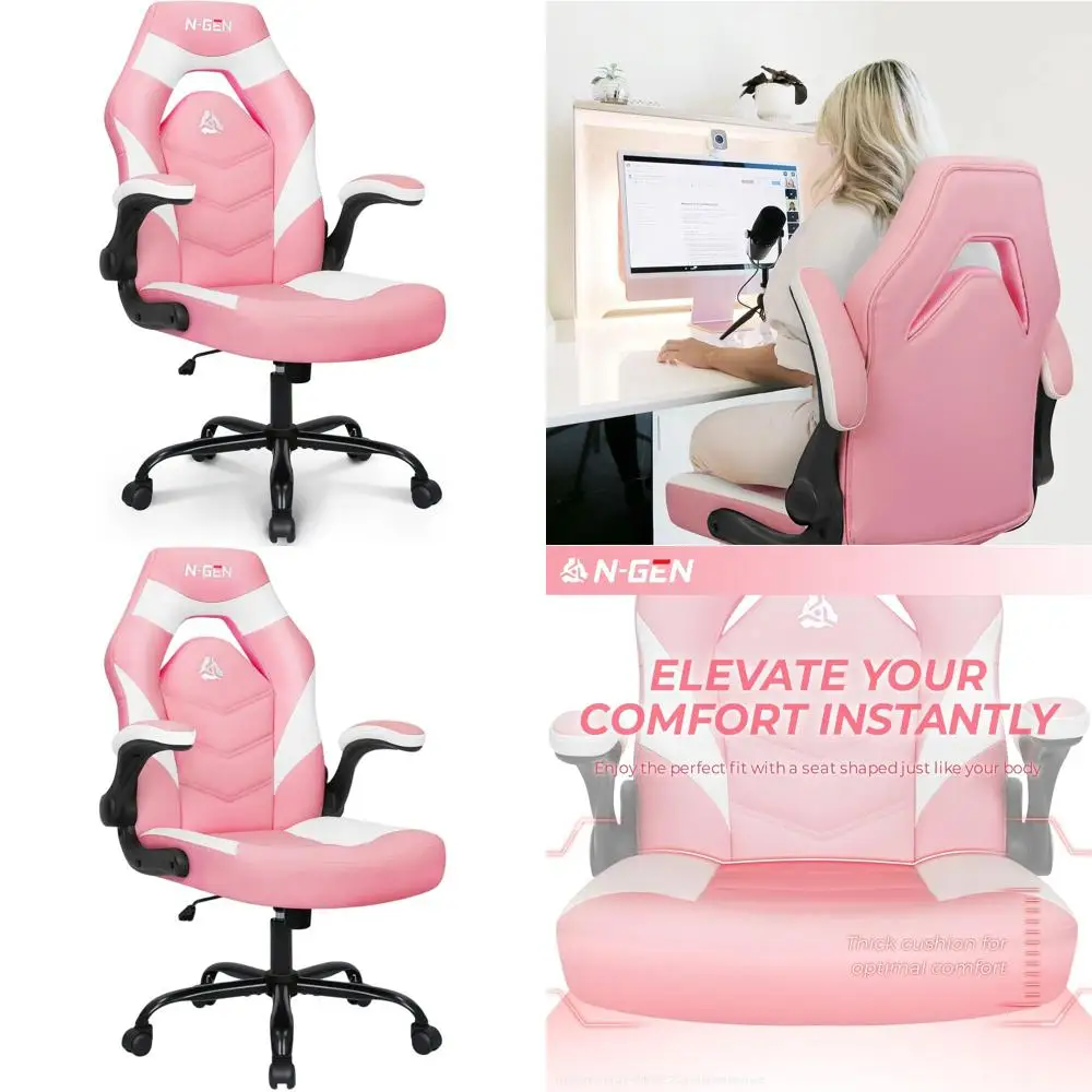 Ergonomic PU Leather Swivel Office Chair with Adjustable Height and Lumbar Support for Home & Work (Pink)
Ergonomic PU Leather Swivel Office Chair with Adjustable Height and Lumbar Support for Home & Work (Pink)