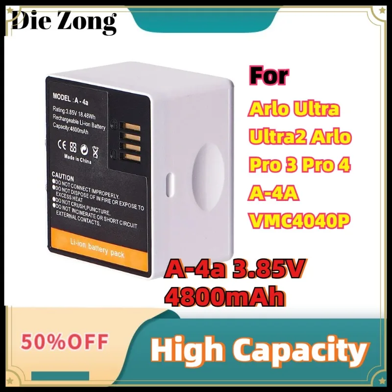 For Arlo Ultra Ultra2 Arlo Pro 3 Pro 4 A-4A VMC4040P Camera Batteries Monitoring Device A-4a 3.85V 4800mAh Rechargeable Battery
For Arlo Ultra Ultra2 Arlo Pro 3 Pro 4 A-4A VMC4040P Camera Batteries Monitoring Device A-4a 3.85V 4800mAh Rechargeable Battery
