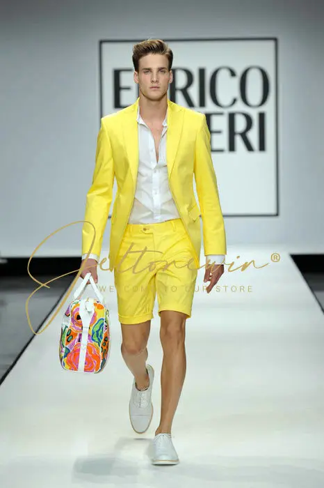 Yellow Men Suits Short Pant 2 Pieces Summer Beach Stylish Wedding Prom Casual Style Slim Groom Tuxedos Blazer Sets
Yellow Men Suits Short Pant 2 Pieces Summer Beach Stylish Wedding Prom Casual Style Slim Groom Tuxedos Blazer Sets