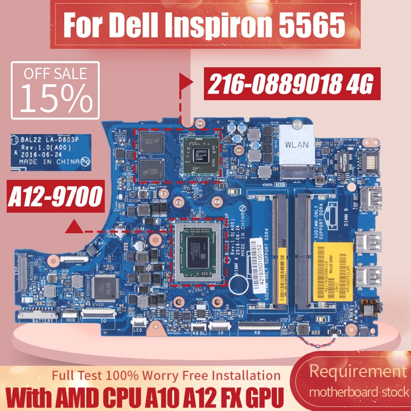 Full test For DELL Inspiron 5565 5765 Laptop Motherboard LA-D803P FM980P AM960P AM970P CPU 216-0889018 DDR4 Notebook Mainboard
Full test For DELL Inspiron 5565 5765 Laptop Motherboard LA-D803P FM980P AM960P AM970P CPU 216-0889018 DDR4 Notebook Mainboard