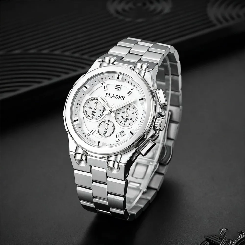 PLADEN Luxury Men Watch Chronograph Quartz Wristwatch Silver Stainless Steel Band Business Casual
PLADEN Luxury Men Watch Chronograph Quartz Wristwatch Silver Stainless Steel Band Business Casual