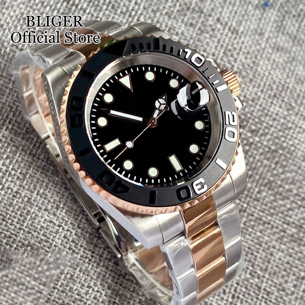 Luxury 40mm Two Tone Rose Gold Diver Mechanical Watch For Men NH35A PT5000 20ATM Waterproof Luminous Black Dial Steel Bracelet
Luxury 40mm Two Tone Rose Gold Diver Mechanical Watch For Men NH35A PT5000 20ATM Waterproof Luminous Black Dial Steel Bracelet