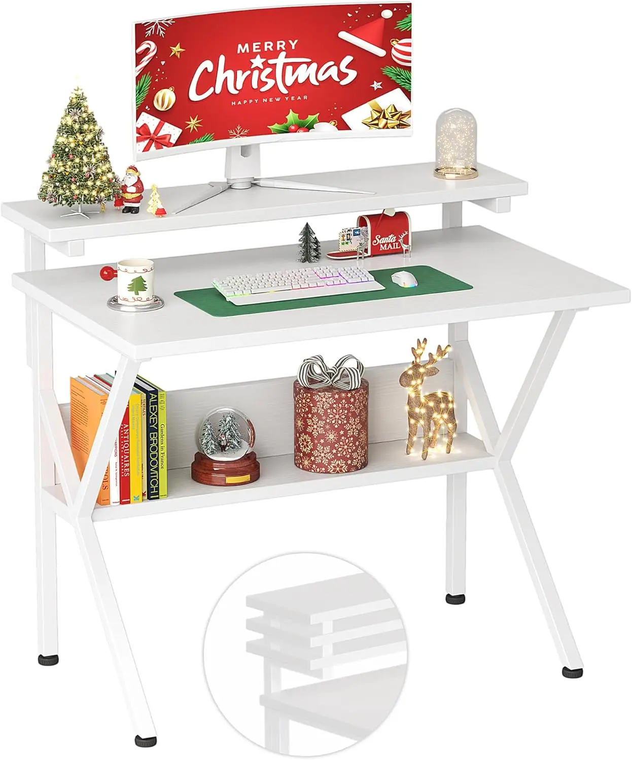 27.5 Inch Compact Computer Desk with Adjustable Monitor Stand, Storage Shelf for Small Spaces Home Office Bedroom
27.5 Inch Compact Computer Desk with Adjustable Monitor Stand, Storage Shelf for Small Spaces Home Office Bedroom