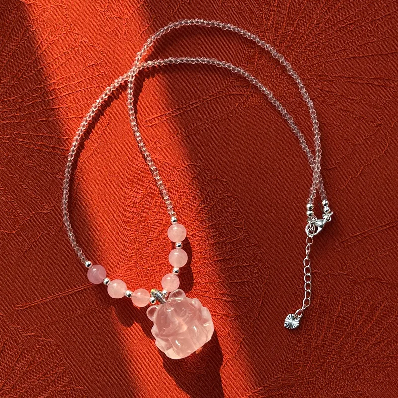 Gorgeous Natural Starlight Rose Quartz Nine-Tailed Fox Pendant Necklace Exquisite, Three-Dimensional of Love and Positive Energy
Gorgeous Natural Starlight Rose Quartz Nine-Tailed Fox Pendant Necklace Exquisite, Three-Dimensional of Love and Positive Energy