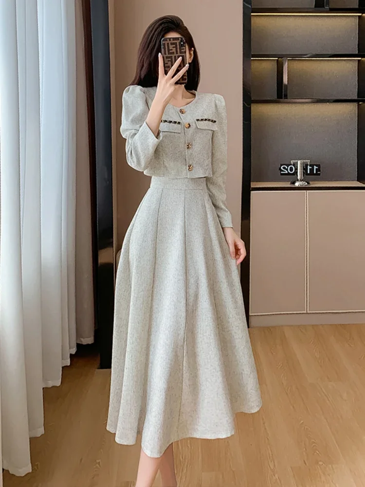 New Autumn Fashion Small Fragrance Single Breasted Short Coat + High Waist Mid Length Skirt Ladies Suit Korean Two Piece Set Z35
New Autumn Fashion Small Fragrance Single Breasted Short Coat + High Waist Mid Length Skirt Ladies Suit Korean Two Piece Set Z35