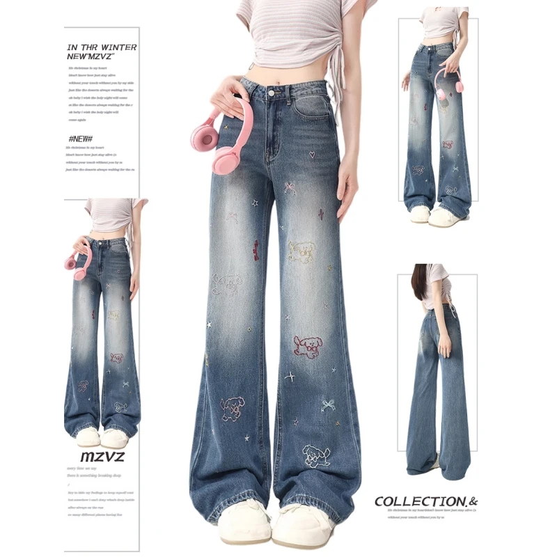 Pattern Hip Hop Style Blue Y2K Korean Retro Jeans Womens American Style High Street Loose Straight Wide Leg Mopping Trousers
Pattern Hip Hop Style Blue Y2K Korean Retro Jeans Womens American Style High Street Loose Straight Wide Leg Mopping Trousers