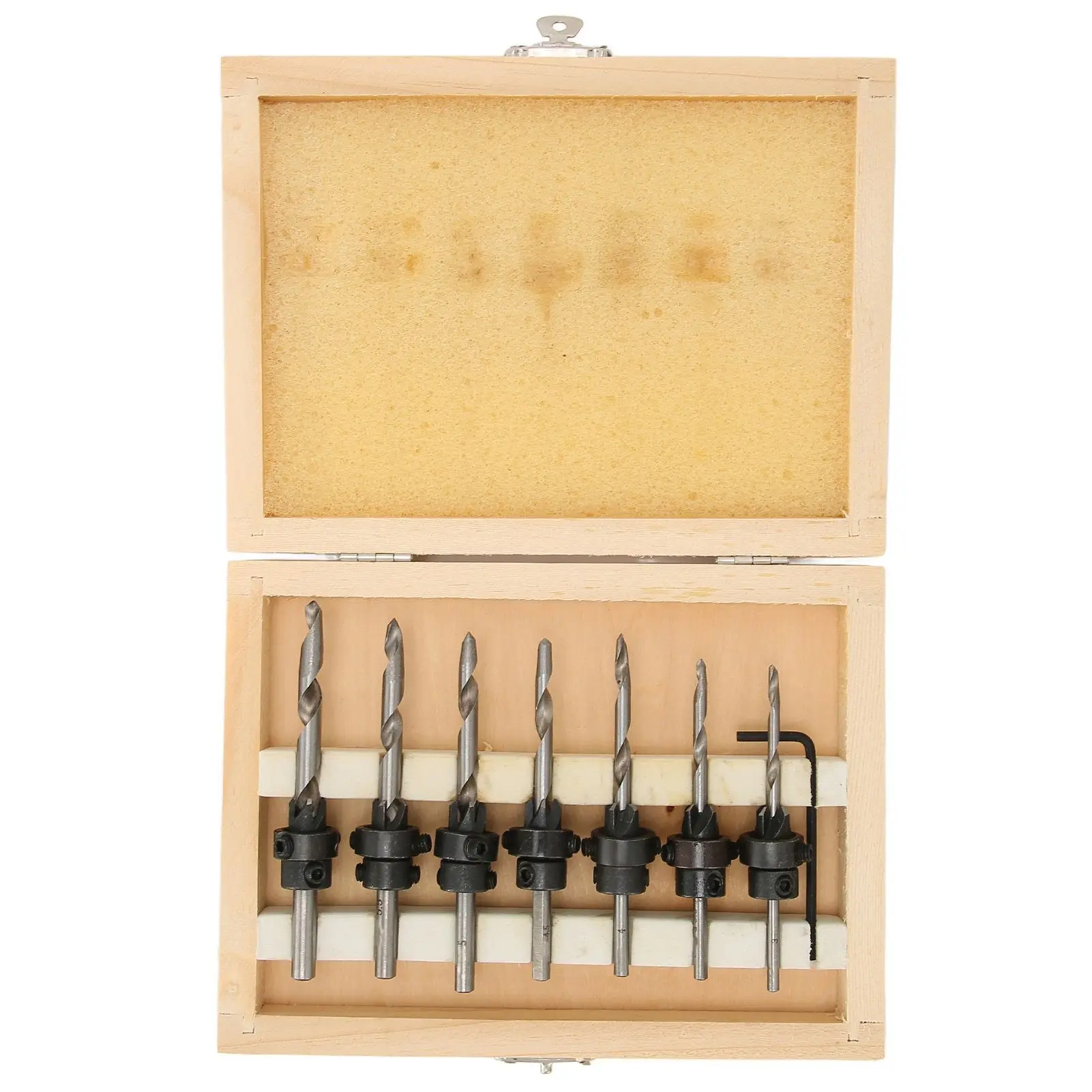 7Pcs Countersink Drill Bits Set Woodworking Drilling Tools Carpentry Reamer 1Pc Hex Wrench
7Pcs Countersink Drill Bits Set Woodworking Drilling Tools Carpentry Reamer 1Pc Hex Wrench