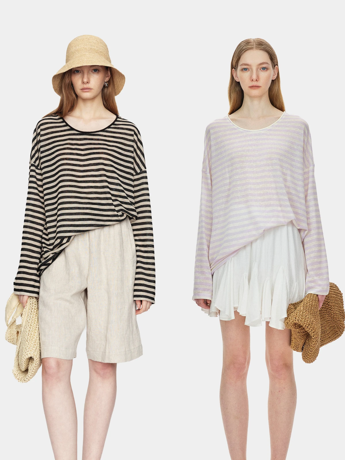 Marllen Women's Casual Loose Fit Long Sve T-irt Breathable Lightweight Striped Sun Protection Summer Top round Ne
Marllen Women's Casual Loose Fit Long Sve T-irt Breathable Lightweight Striped Sun Protection Summer Top round Ne