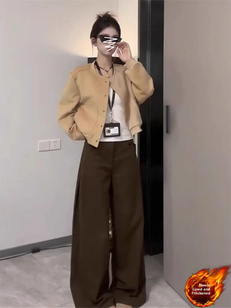 American Sle plus Size High Waist Fce Lined Thi Wide Leg Jeans Women's Casual Straight Cut Trousers for Winter
American Sle plus Size High Waist Fce Lined Thi Wide Leg Jeans Women's Casual Straight Cut Trousers for Winter