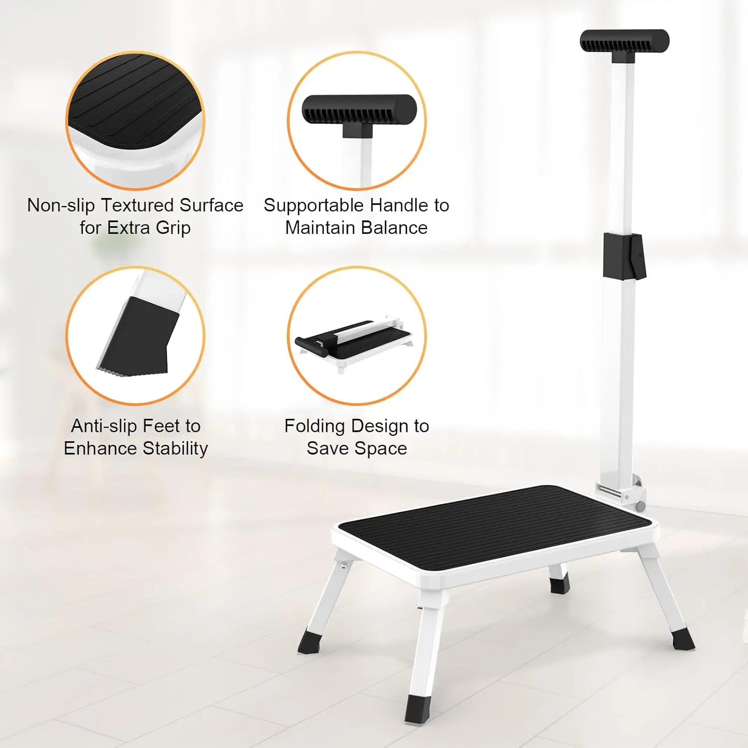Step Stools, Foldable Step Stool with Handle for Elderly Seniors Stepping Stool with Non-Slip Step Platform Metal Stool
Step Stools, Foldable Step Stool with Handle for Elderly Seniors Stepping Stool with Non-Slip Step Platform Metal Stool
