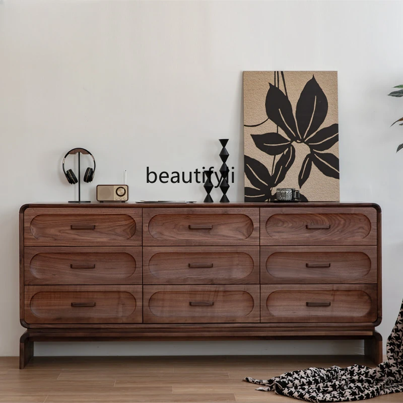 Nordic Retro Black Walnut Solid Wood Storage Simple Bedroom Living Room Cherrywood Storage Drawer Chest of Drawers
Nordic Retro Black Walnut Solid Wood Storage Simple Bedroom Living Room Cherrywood Storage Drawer Chest of Drawers