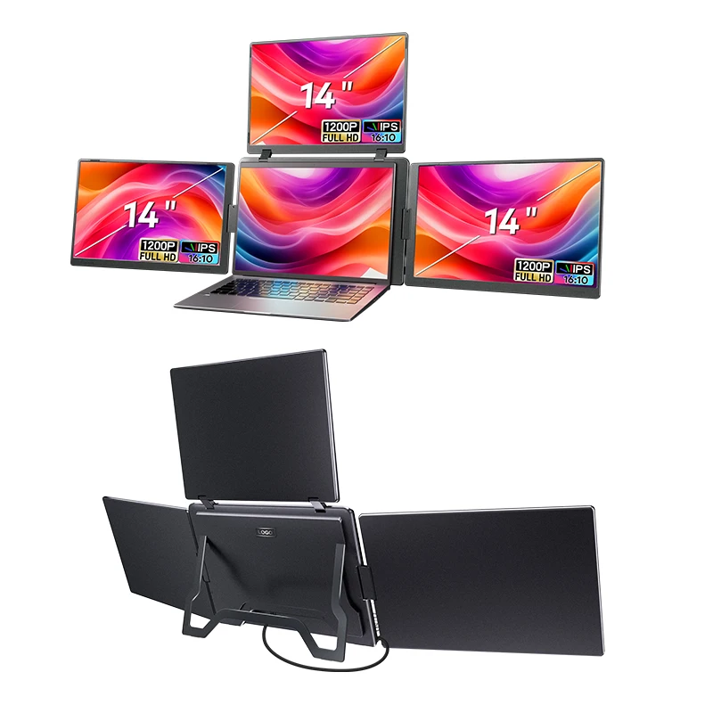 FOPO 14" Laptop Screen Extender Portable Monitor 1200P Quad Monitor 1 Cable For 3 Displays LCD Monitors For Laptop Use
FOPO 14" Laptop Screen Extender Portable Monitor 1200P Quad Monitor 1 Cable For 3 Displays LCD Monitors For Laptop Use