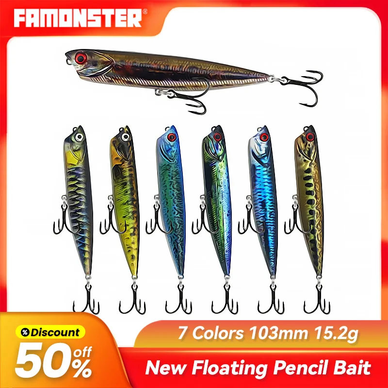 Famonster Fishing Lure Topwater Floating Pencil Wobblers Stickbait Artificial Hard Bait Topwater Surface Trolling Pike Bass
Famonster Fishing Lure Topwater Floating Pencil Wobblers Stickbait Artificial Hard Bait Topwater Surface Trolling Pike Bass