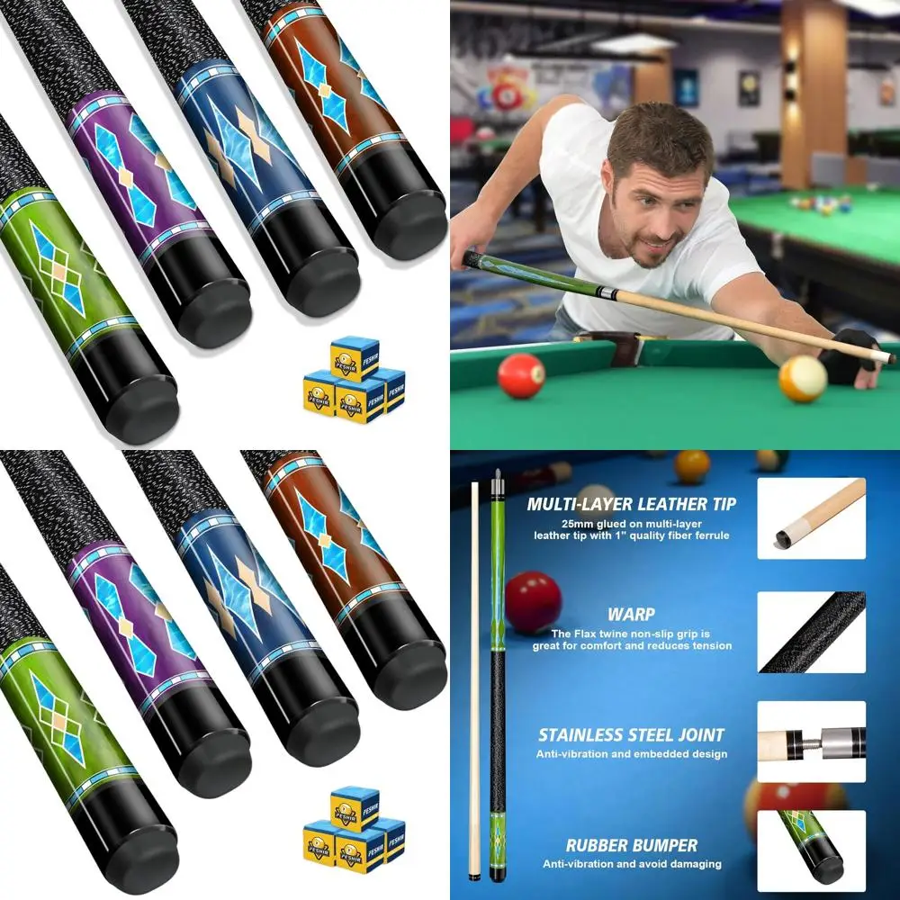 Профессиональный набор киев для бассейна из 4 предметов с кленовым деревом, дополнительный мел, длина 58
Профессиональный набор киев для бассейна из 4 предметов с кленовым деревом, дополнительный мел, длина 58