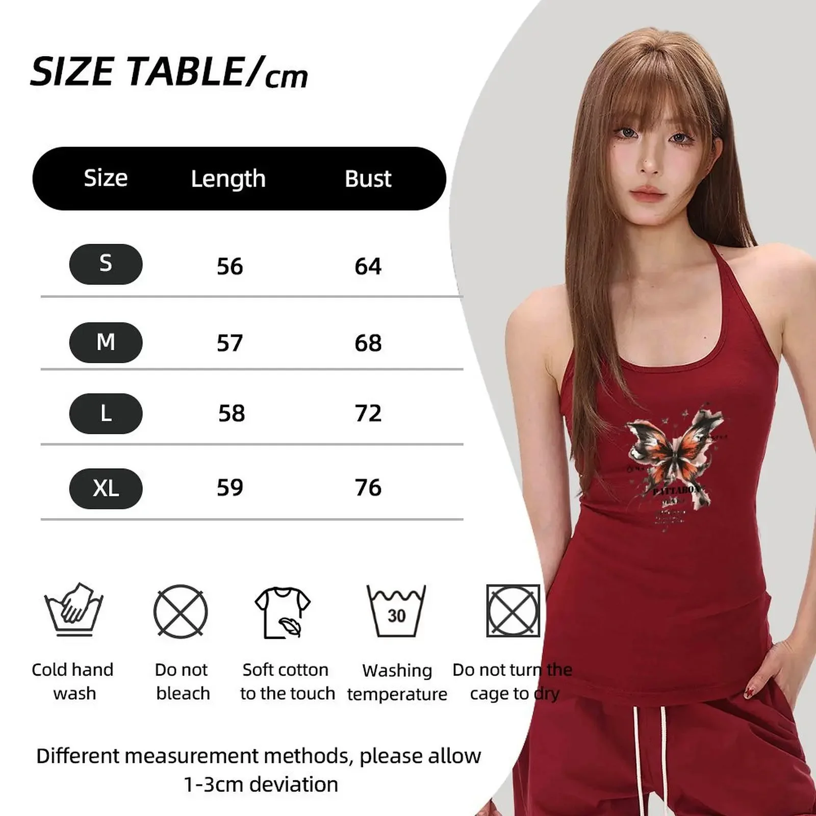 Women Butterfly Letter Claret Sleeveless Halter Vests Fashion Casual Tops Cool Round Neck Slight Stretch Cotton Vest Vacation Ou
Women Butterfly Letter Claret Sleeveless Halter Vests Fashion Casual Tops Cool Round Neck Slight Stretch Cotton Vest Vacation Ou