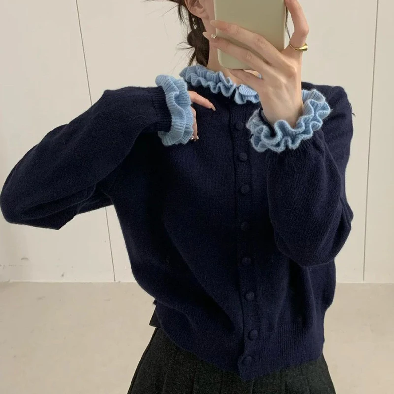 Винтажный вязаный укороченный кардиган в японском стиле с рюшами, женский осенний новый милый свитер с длинными рукавами в стиле Харадзюку, милый студенческий модный свитер
Винтажный вязаный укороченный кардиган в японском стиле с рюшами, женский осенний новый милый свитер с длинными рукавами в стиле Харадзюку, милый студенческий модный свитер