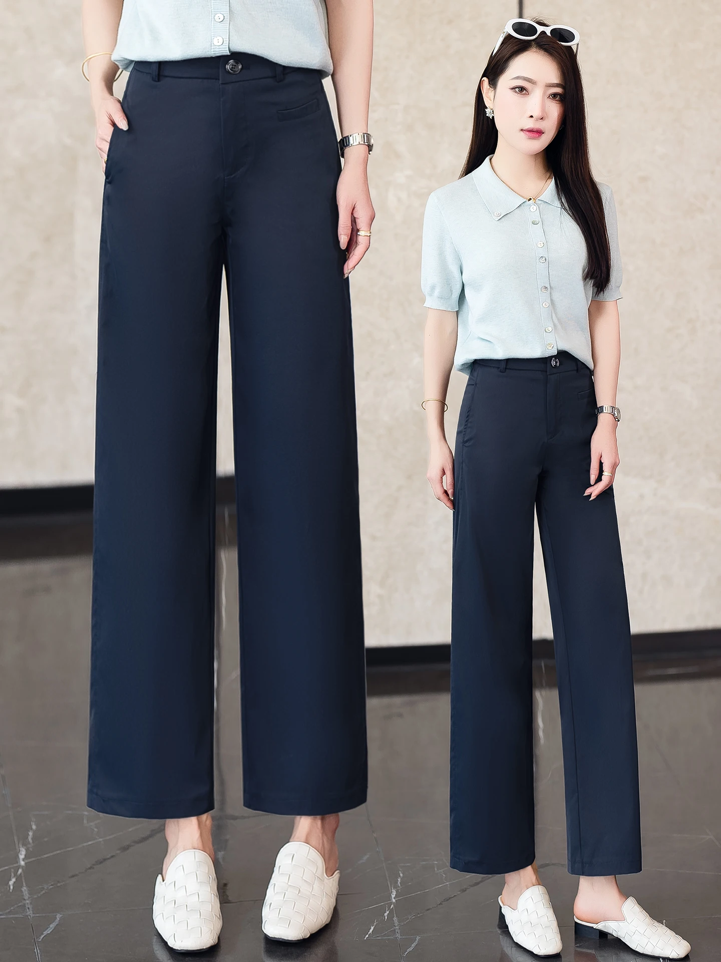 High Waist Straight Leg Suit Pants Women's Summer Thin Casual Versatile Slimming Loose Fit Smoking Pants Dream Wisdom Beauty
High Waist Straight Leg Suit Pants Women's Summer Thin Casual Versatile Slimming Loose Fit Smoking Pants Dream Wisdom Beauty