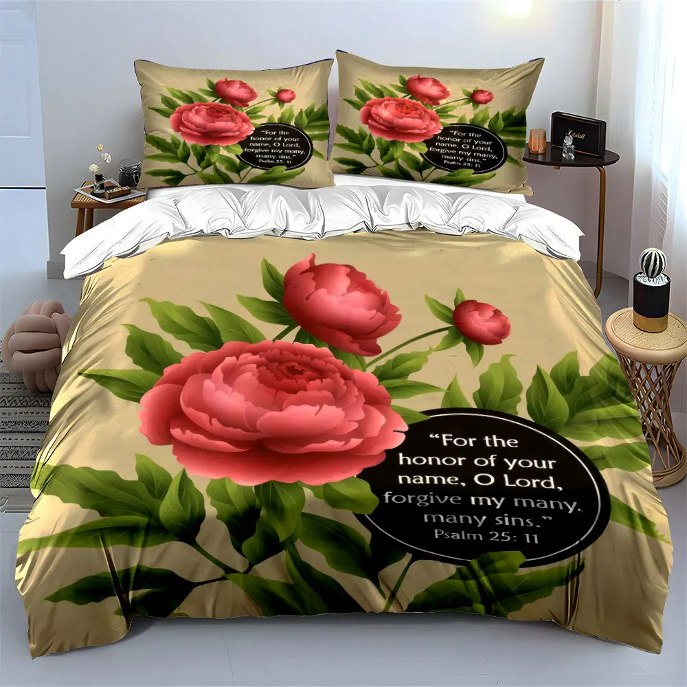 "Floral-Inspired Christian Devotion Set" kid's and adults' bedroom decor, Exquisite three-piece bedding set gift
"Floral-Inspired Christian Devotion Set" kid's and adults' bedroom decor, Exquisite three-piece bedding set gift
