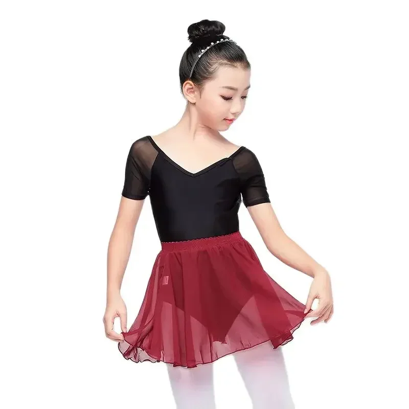 Балетный трико для девочек, танцевальная одежда из спандекса с короткими рукавами, балетный танцевальный класс, гимнастика, шифоновая юбка с завязками, комплект одежды для балерины
Балетный трико для девочек, танцевальная одежда из спандекса с короткими рукавами, балетный танцевальный класс, гимнастика, шифоновая юбка с завязками, комплект одежды для балерины