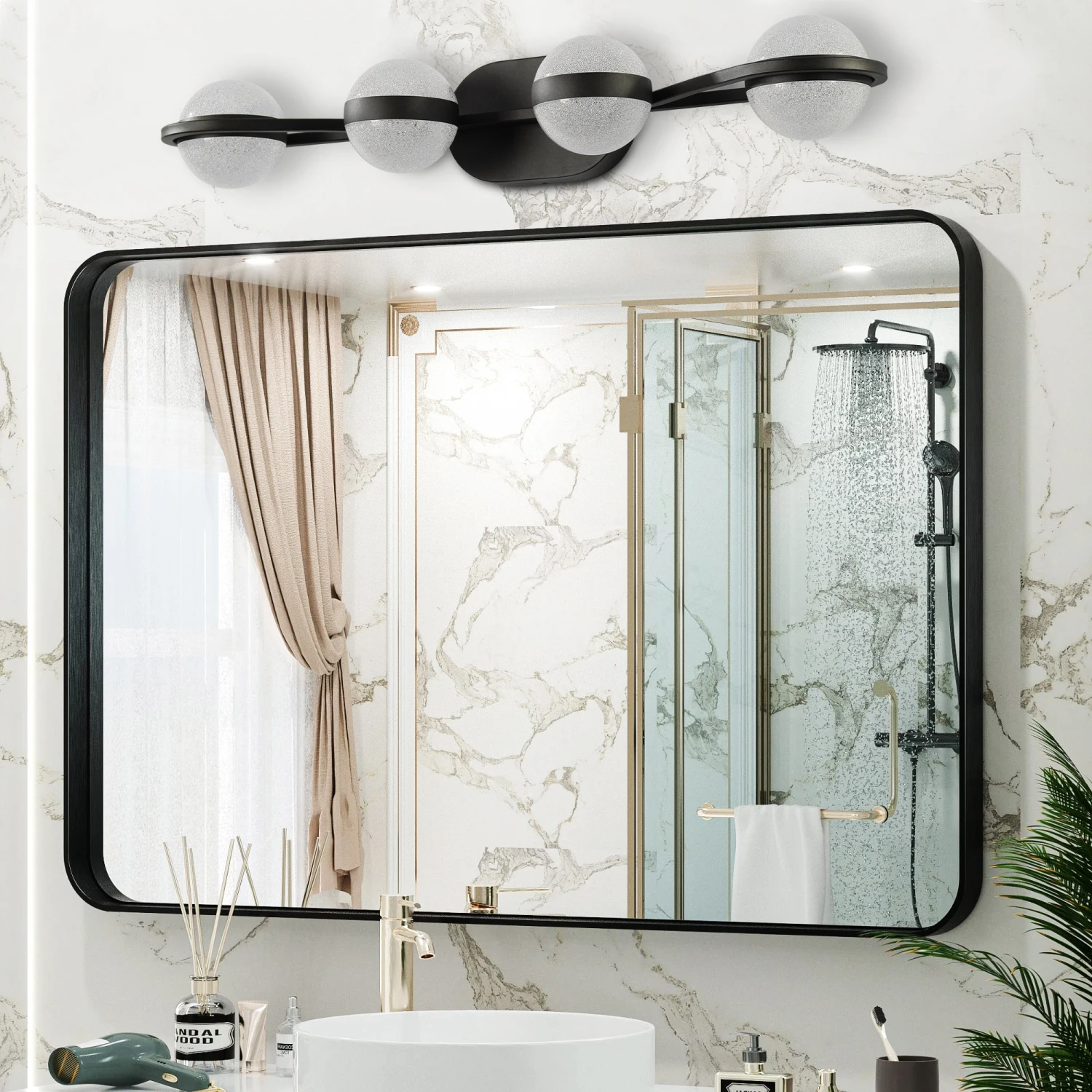 Modern Minimalist Bathroom Vanity Light, LED 4 Bulb Frosted Glass Shades, Wall Mounted Decorative Lighting Fixture, Suitable for
Modern Minimalist Bathroom Vanity Light, LED 4 Bulb Frosted Glass Shades, Wall Mounted Decorative Lighting Fixture, Suitable for