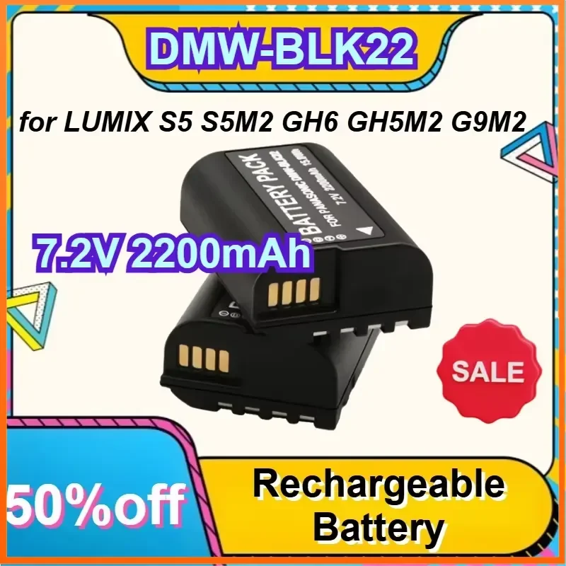 DMW-BLK22 for Panasonic Camera Battery for LUMIX S5 S5M2 GH6 GH5M2 G9M2 7.2V 2200mAh Mirrorless Camera Battery
DMW-BLK22 for Panasonic Camera Battery for LUMIX S5 S5M2 GH6 GH5M2 G9M2 7.2V 2200mAh Mirrorless Camera Battery