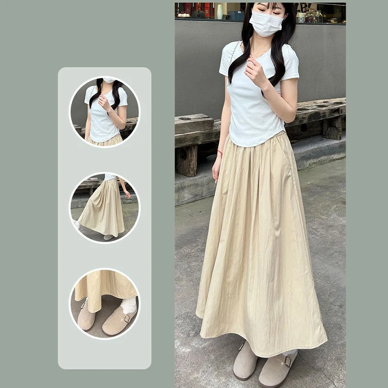 Summer Women's Skirt Elastic High Waist Skirt Minimalist A-Line Skirts Women Pockets Loose Thin High Waist Slim Casual Skirt
Summer Women's Skirt Elastic High Waist Skirt Minimalist A-Line Skirts Women Pockets Loose Thin High Waist Slim Casual Skirt