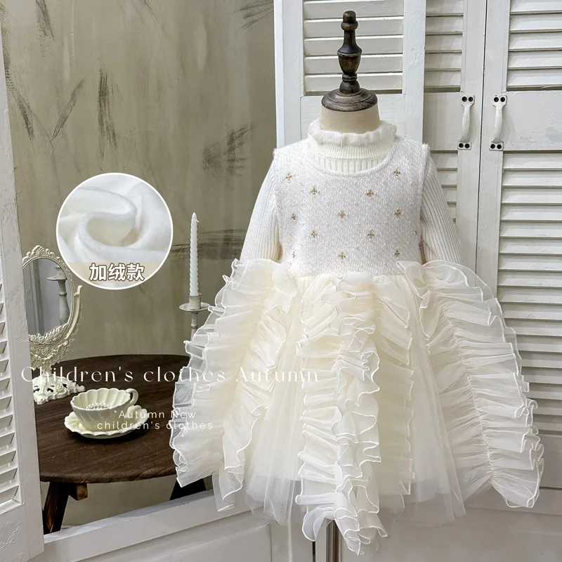 Girls' Fleece-Lined Dress2025Autumn Winter New Fashionable Wave Hem Tank Dress Warm Base Shirt Princess Dress
Girls' Fleece-Lined Dress2025Autumn Winter New Fashionable Wave Hem Tank Dress Warm Base Shirt Princess Dress