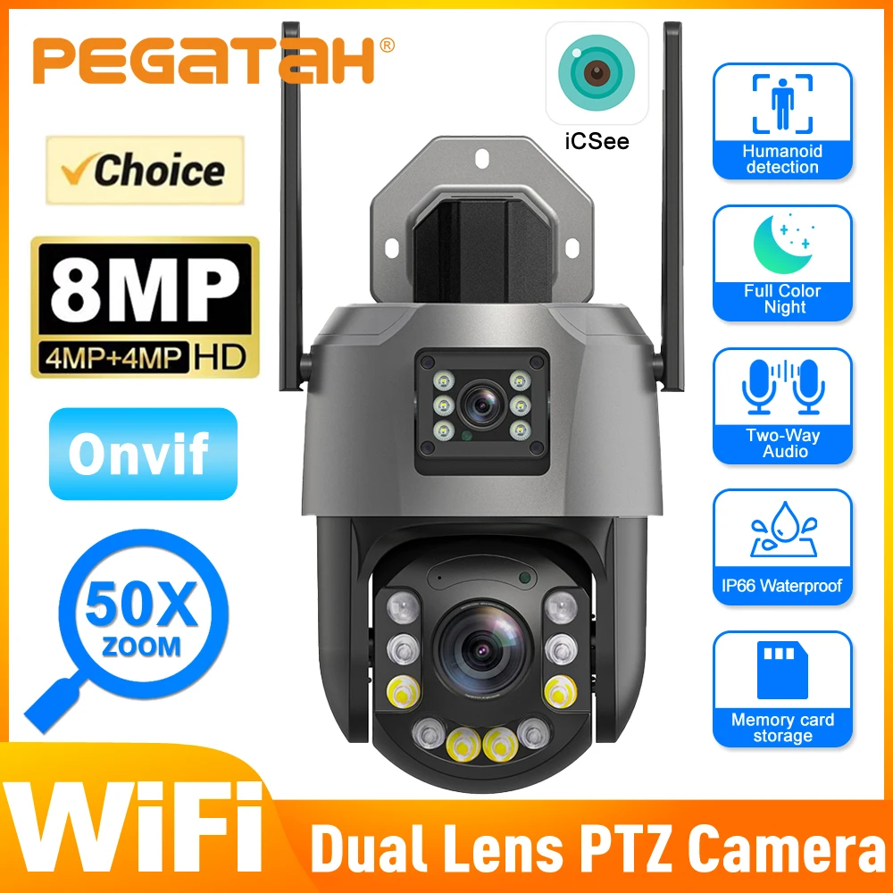 PEGATAH 8MP 50X Zoom PTZ Dome Camera WiFi Dual Lens 4K 20X Outdoor Surveillance 120m Ultra Long IR Vision ONVIF Security Camera
PEGATAH 8MP 50X Zoom PTZ Dome Camera WiFi Dual Lens 4K 20X Outdoor Surveillance 120m Ultra Long IR Vision ONVIF Security Camera