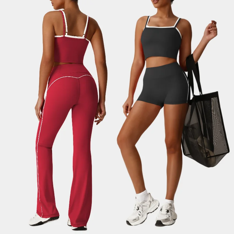 Yoga Set Sports Fitness High Waist Hip-lifting Shaping Naked Casual Sports Vest Shorts Workout Clothing Gym Flared Trousers Suit
Yoga Set Sports Fitness High Waist Hip-lifting Shaping Naked Casual Sports Vest Shorts Workout Clothing Gym Flared Trousers Suit