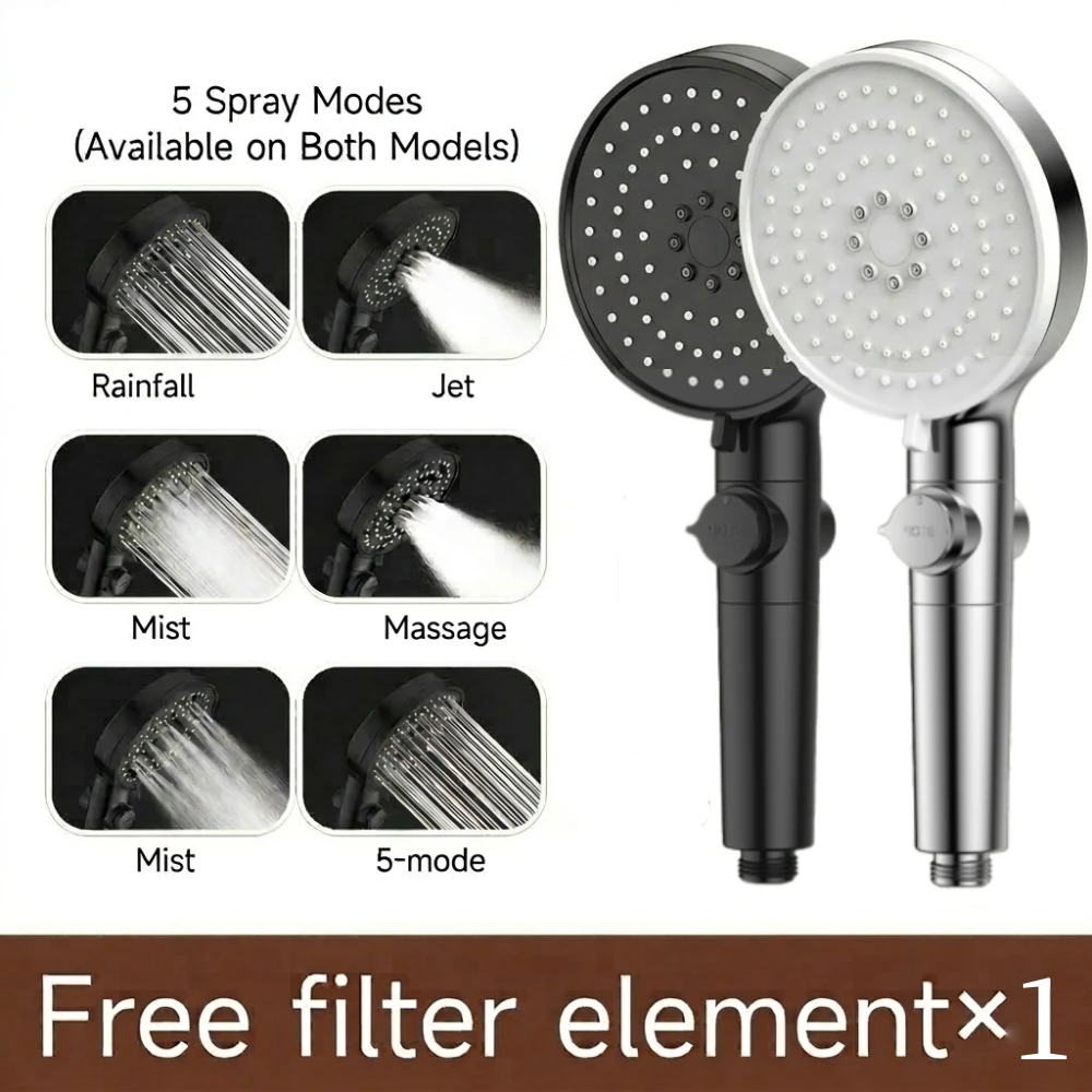 High Pressure Shower Head with Filter 5 Modes Adjustable Shower Head with One-click Stop 12CM Panels Spray Bathroom Accessories
High Pressure Shower Head with Filter 5 Modes Adjustable Shower Head with One-click Stop 12CM Panels Spray Bathroom Accessories