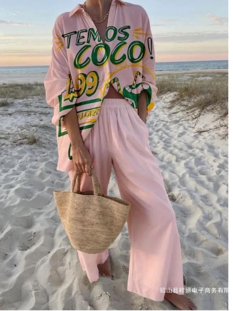 Fashion Printed Shirt Loose Two Piece Set Women 2025 Summer Color Colorful Casual Street Button Top Wide Leg Pants 2 Piece Sets
Fashion Printed Shirt Loose Two Piece Set Women 2025 Summer Color Colorful Casual Street Button Top Wide Leg Pants 2 Piece Sets