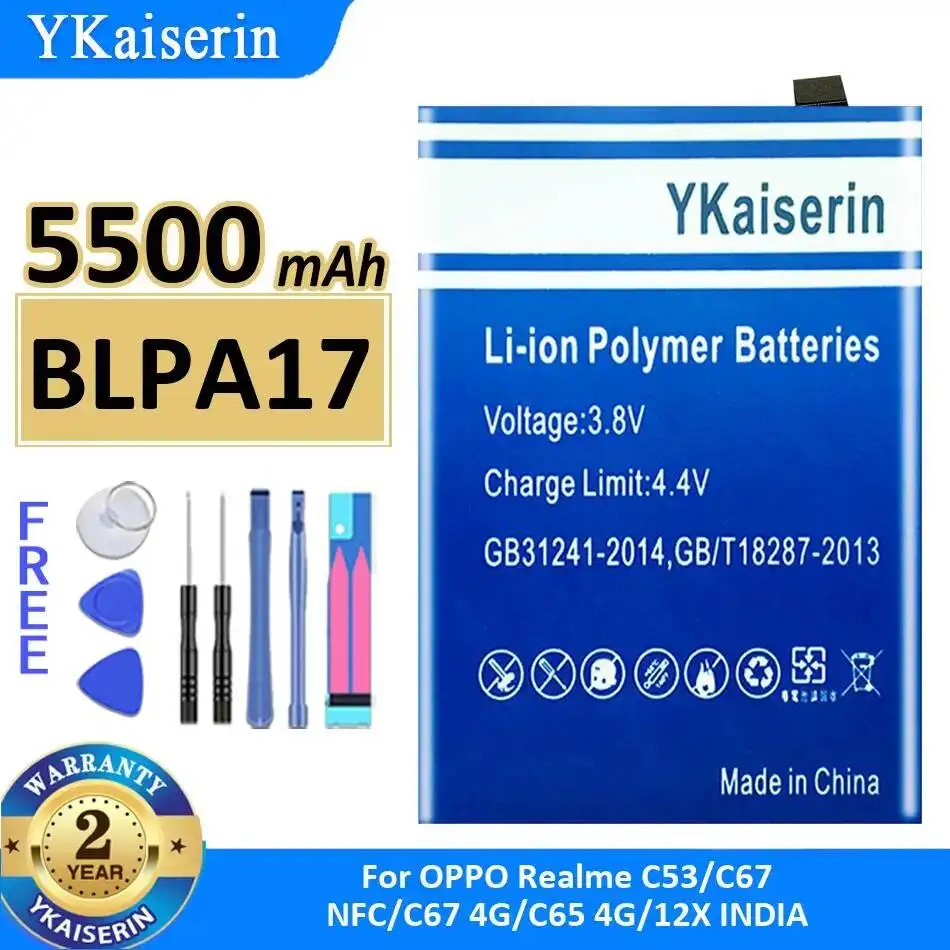 Mobile Phone Battery 5500mAh Long-Lasting Performance BLPA17 For Oppo Realme C53 C67 Nfc C67 4G C65 4G 12X India
Mobile Phone Battery 5500mAh Long-Lasting Performance BLPA17 For Oppo Realme C53 C67 Nfc C67 4G C65 4G 12X India