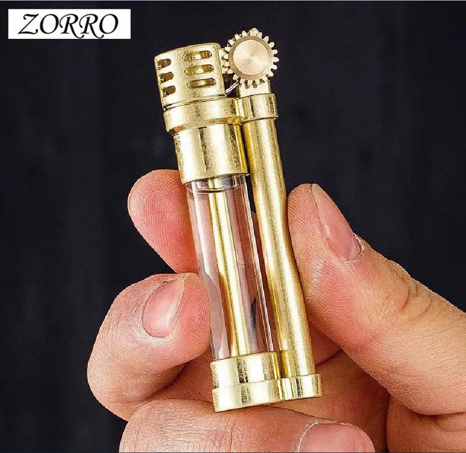 ZORRO Mini pure copper Lighter Creative Transparent window Old style grinding wheel Lighter Windproof Smoking Gadget
ZORRO Mini pure copper Lighter Creative Transparent window Old style grinding wheel Lighter Windproof Smoking Gadget
