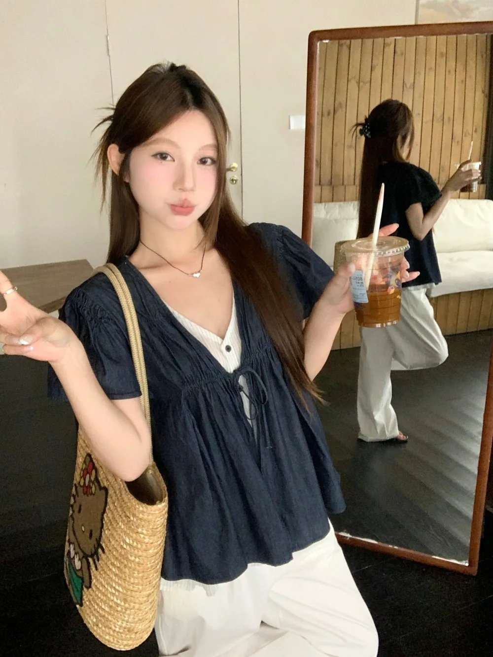 PPHOME Women's Loose ort Sve irt Summer Design Sense Ele Aosphere Fake Two-Piece Tie Dye Top Quali Ladies' irt 
PPHOME Women's Loose ort Sve irt Summer Design Sense Ele Aosphere Fake Two-Piece Tie Dye Top Quali Ladies' irt