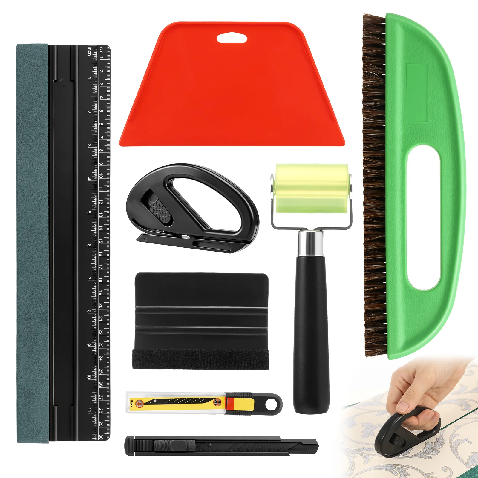 Wallpaper Smoothing Tool with Wallpaper Brush Measuring Squeegee Seam Roller Wallpapers Smoothing Tools for Peel and Stick Paper
Wallpaper Smoothing Tool with Wallpaper Brush Measuring Squeegee Seam Roller Wallpapers Smoothing Tools for Peel and Stick Paper