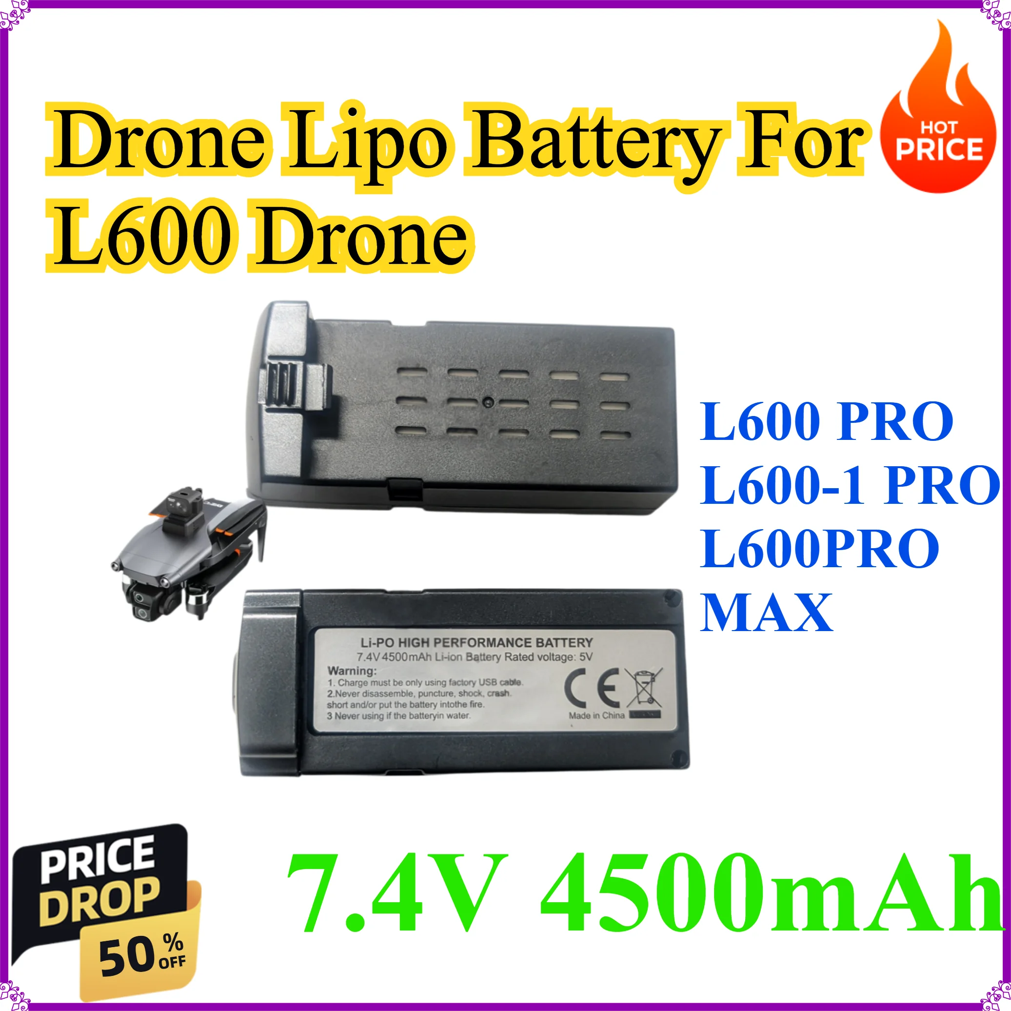 L600 PRO L600-1 PRO L600PRO MAX 7.4V 4500MAH Drone Battery Lipo Battery For L600 Drone
L600 PRO L600-1 PRO L600PRO MAX 7.4V 4500MAH Drone Battery Lipo Battery For L600 Drone