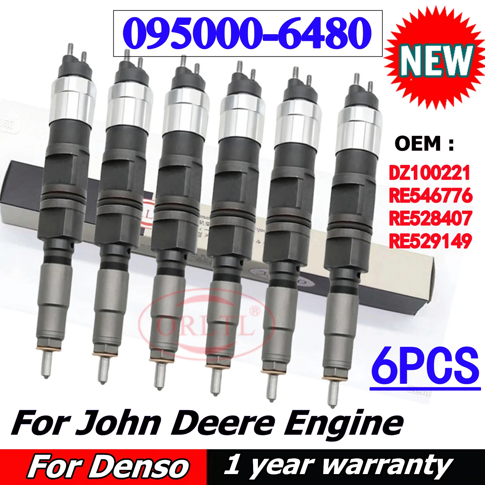 6 pcs New Injector 095000-6480 DZ100221 RE546776 RE528407 RE529149 Diesel Fuel Nozzle 095000-6481 For John Deere 8530 Engine
6 pcs New Injector 095000-6480 DZ100221 RE546776 RE528407 RE529149 Diesel Fuel Nozzle 095000-6481 For John Deere 8530 Engine