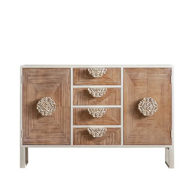 American retro solid wood porch cabinet, living room engraved against the wall, storage, home quiet wind belt door decorative
American retro solid wood porch cabinet, living room engraved against the wall, storage, home quiet wind belt door decorative