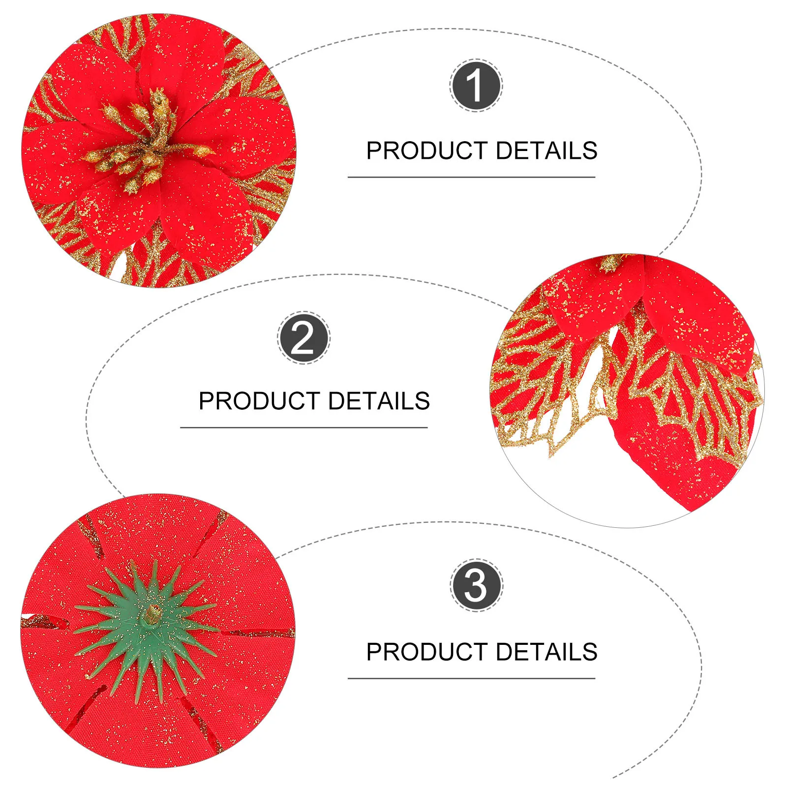 10Pcs Simulation Flower Christmas Decorations with Shiny Finish for Holiday Party Event Decoration Artificial Floral Props
10Pcs Simulation Flower Christmas Decorations with Shiny Finish for Holiday Party Event Decoration Artificial Floral Props