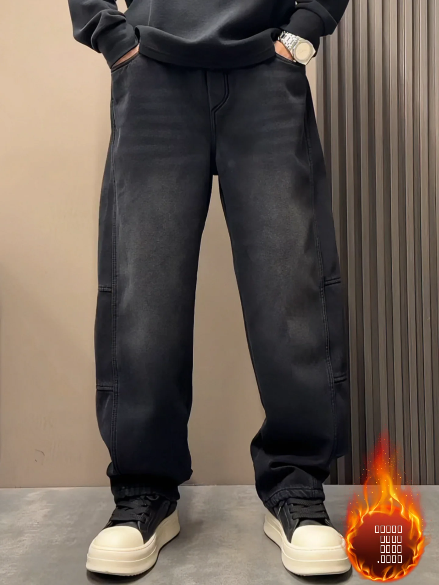 Осень-зима Fce на подкладке, прямые повседневные джинсы, модные свободные широкие длинные брюки для мужчин, полиэфирное волокно
Осень-зима Fce на подкладке, прямые повседневные джинсы, модные свободные широкие длинные брюки для мужчин, полиэфирное волокно