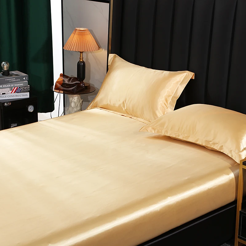 Solid Fitted Sheet Luxury Satin Fit Sheet High-End Mattress Cover Elastic Band Bed Sheet Single Double Queen Size Bedsheet
Solid Fitted Sheet Luxury Satin Fit Sheet High-End Mattress Cover Elastic Band Bed Sheet Single Double Queen Size Bedsheet