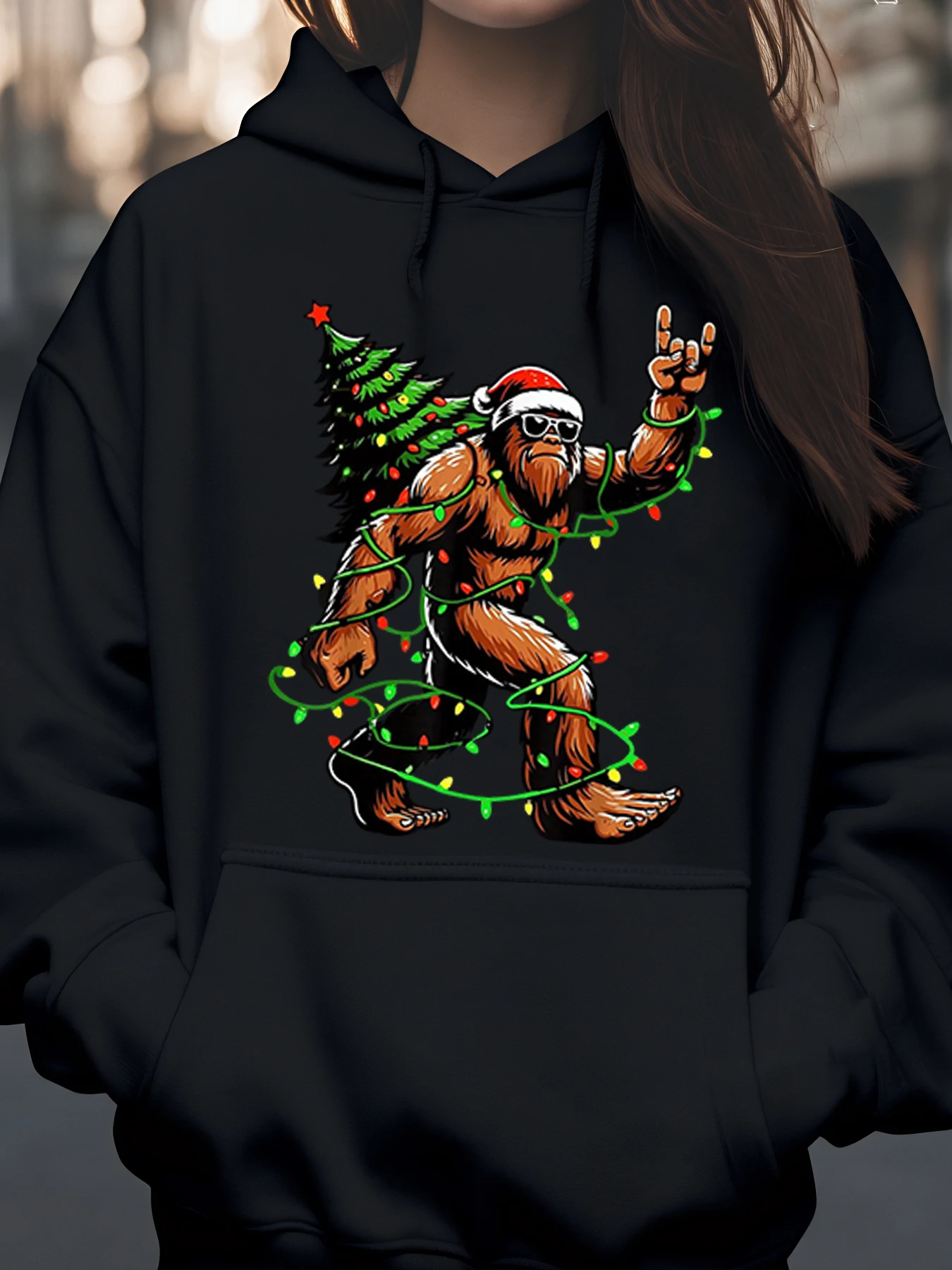 Толстовка с принтом «Рождественские огни Bigfoot», праздничная повседневная одежда унисекс
Толстовка с принтом «Рождественские огни Bigfoot», праздничная повседневная одежда унисекс