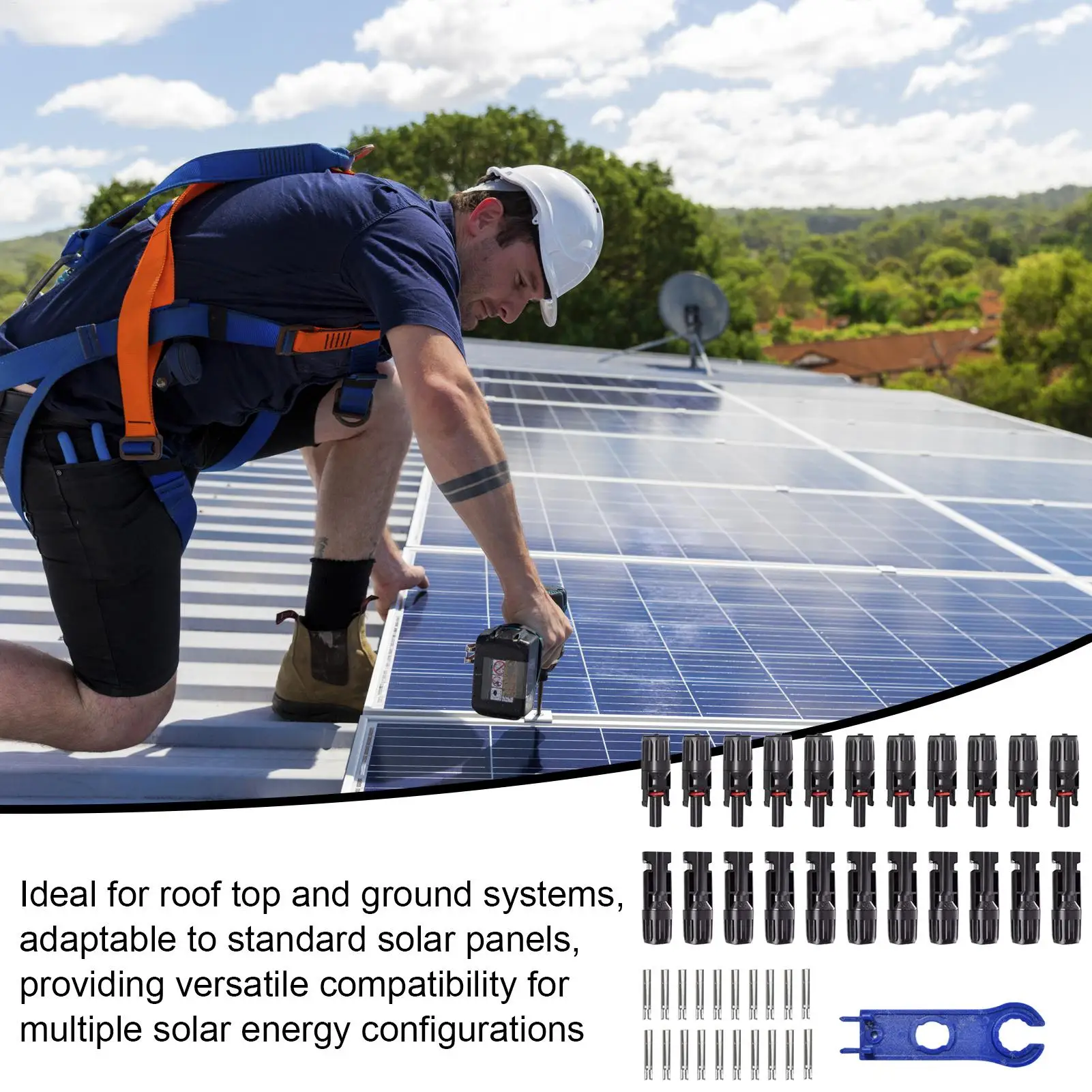 Solar Cable Connectors 10-pair Solar Panel Adapter Connectors Waterproof Wiring Kit with Spanner Heavy-Duty Male Female Wire
Solar Cable Connectors 10-pair Solar Panel Adapter Connectors Waterproof Wiring Kit with Spanner Heavy-Duty Male Female Wire